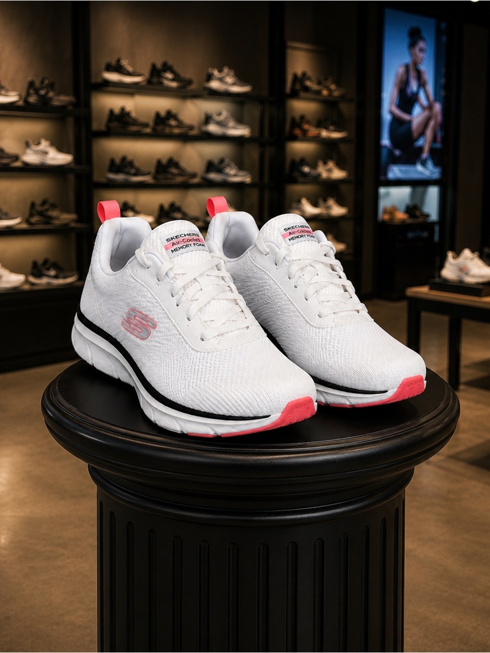 White Skechers Flex Appeal sneakers in women’s size 7.5 🌸